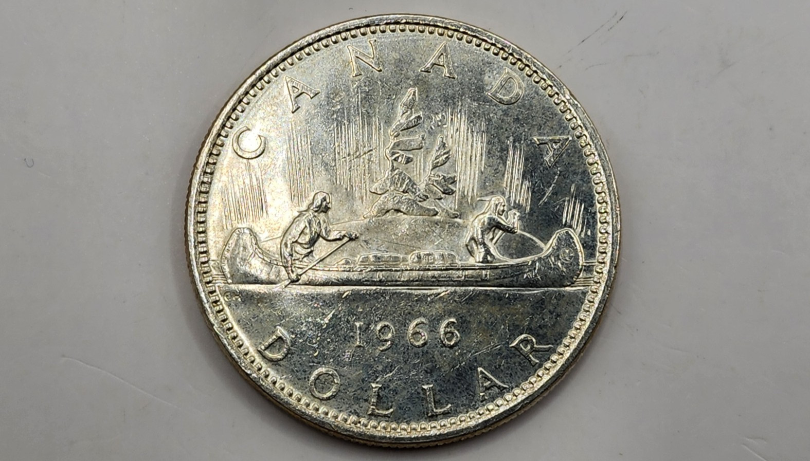 1966 Canada 1 Dollar Silver Coin - Large Beads - KM#64.1