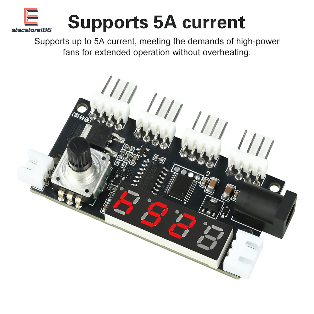 DC 5-24V 5A 4-way PWM Fan Speed Control Intelligent Temperature Control Module
