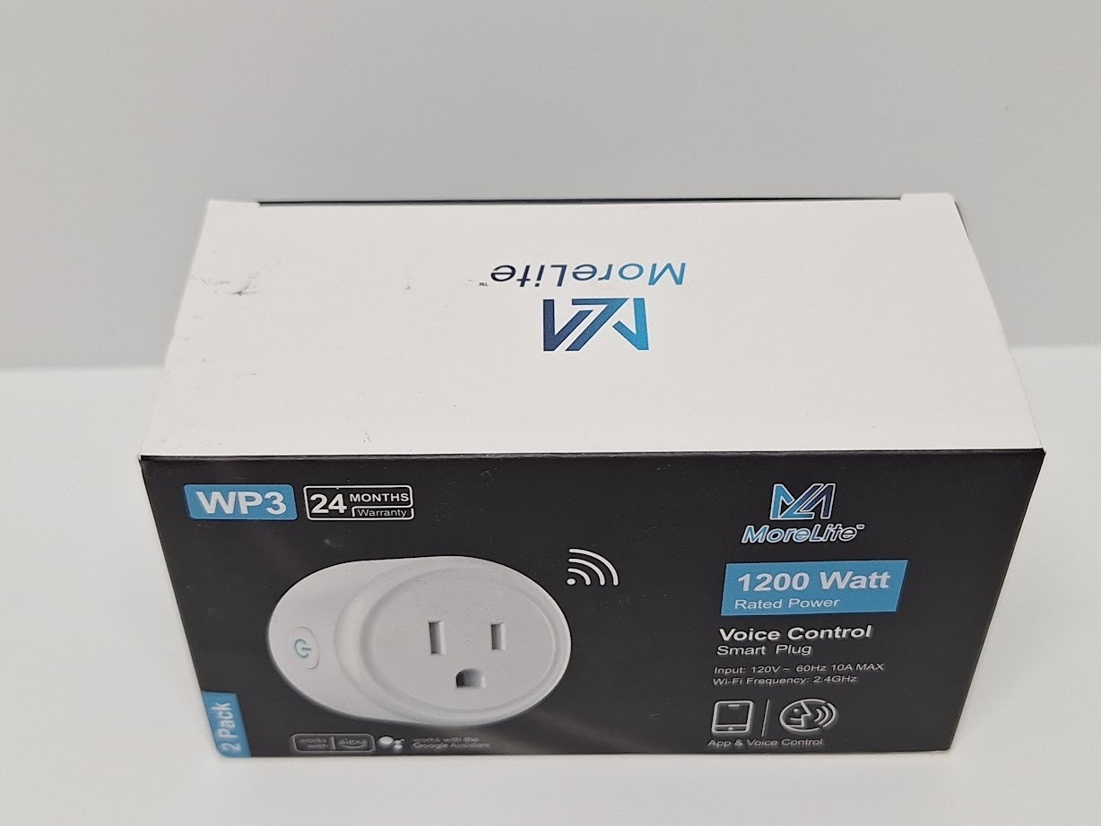 Morelite 1200W Voice Control Smart Plug WP3 2-Pack Wi-Fi Enabled Alexa & Google