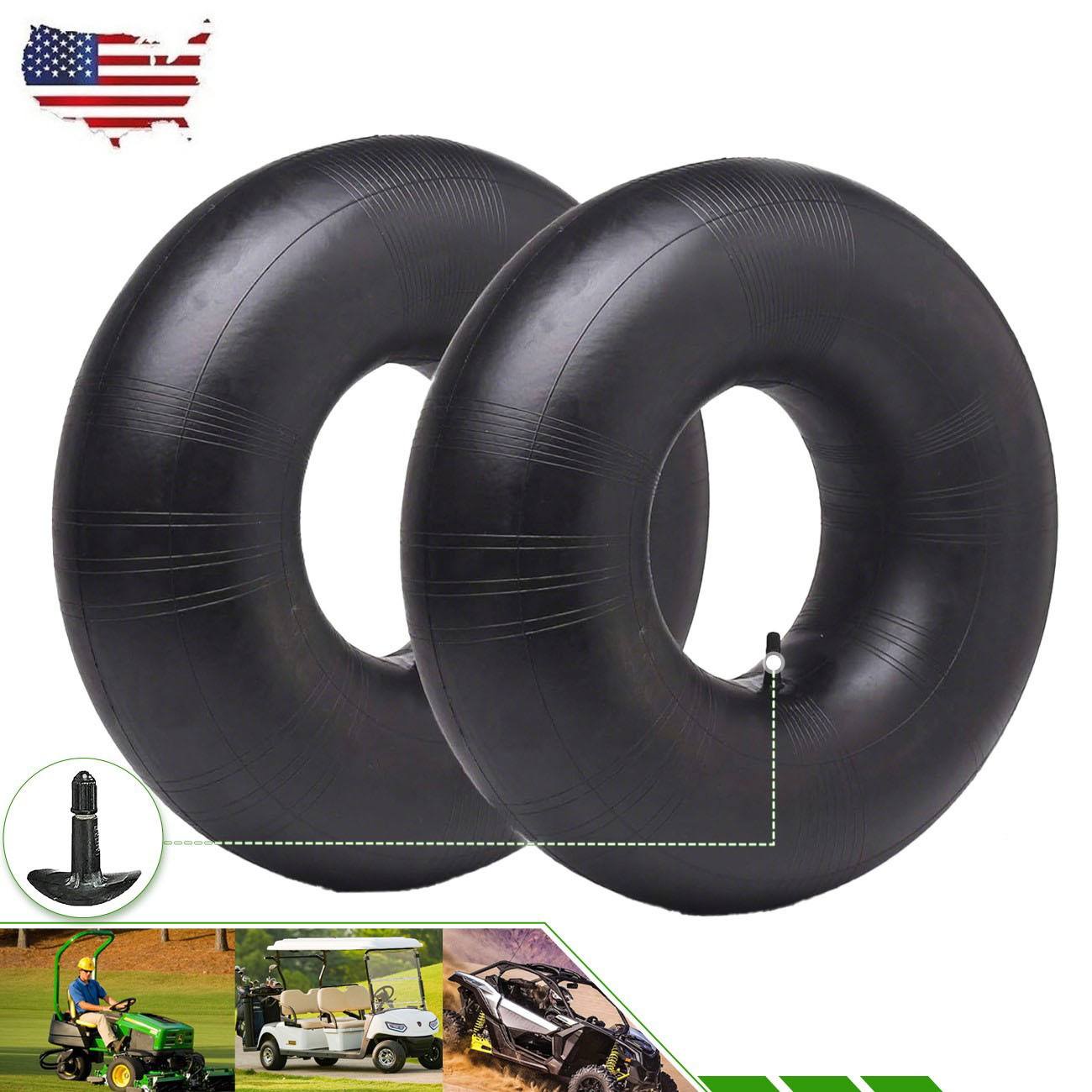 2Pack 20x8.00-8 20x8-8 20x10x8 20x8x8 Lawn Mower Inner Tubes TR13 Straight Valve