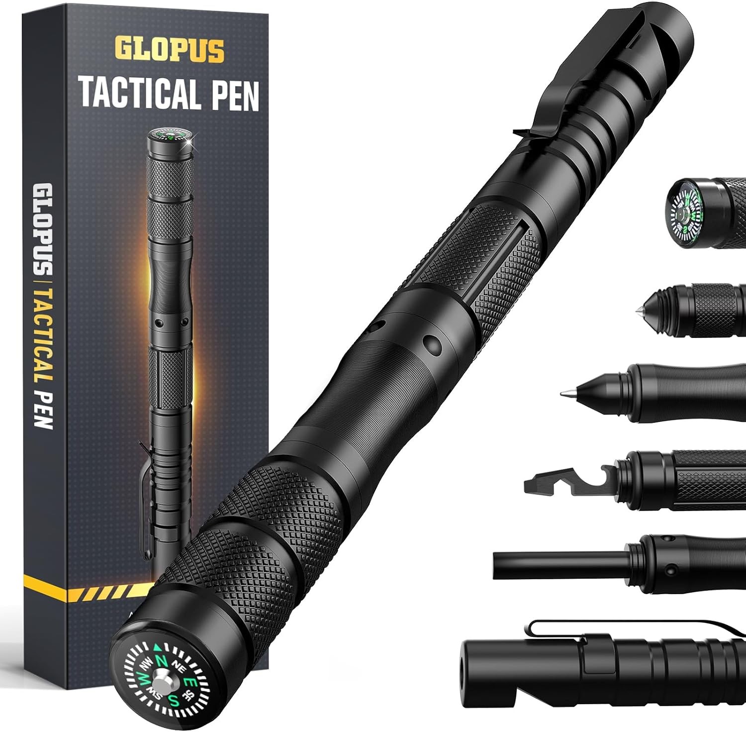 Stocking Stuffers for Men Adults, 9 in 1 Tactical Pen, Mens Christmas Black