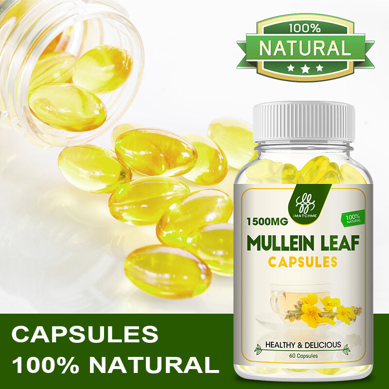 Mullein Leaf Capsules For Lung Cleansing & Detox Herbal Dietary Supplement