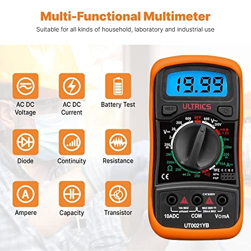 Digital Multimeter Tester by ULTRICS, 2000 Counts Volt Meter and Voltage