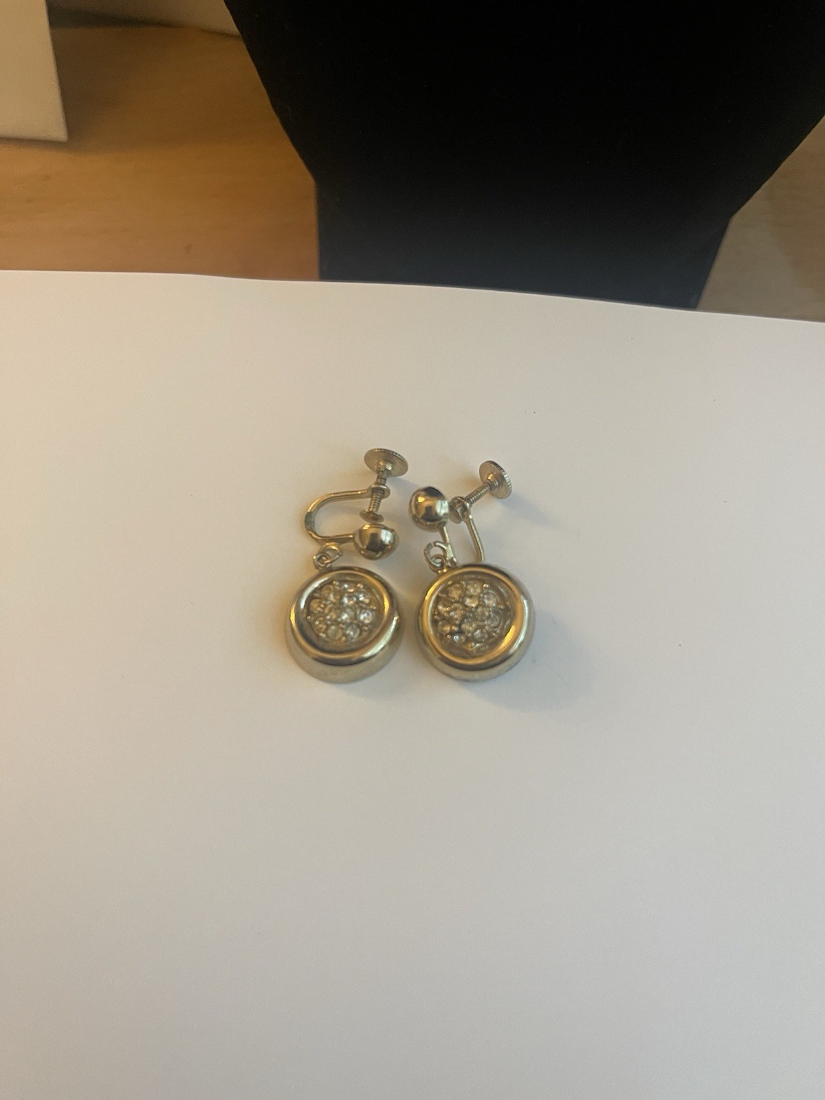 Vintage Screwback Earrings, Round Crystal Studded Design