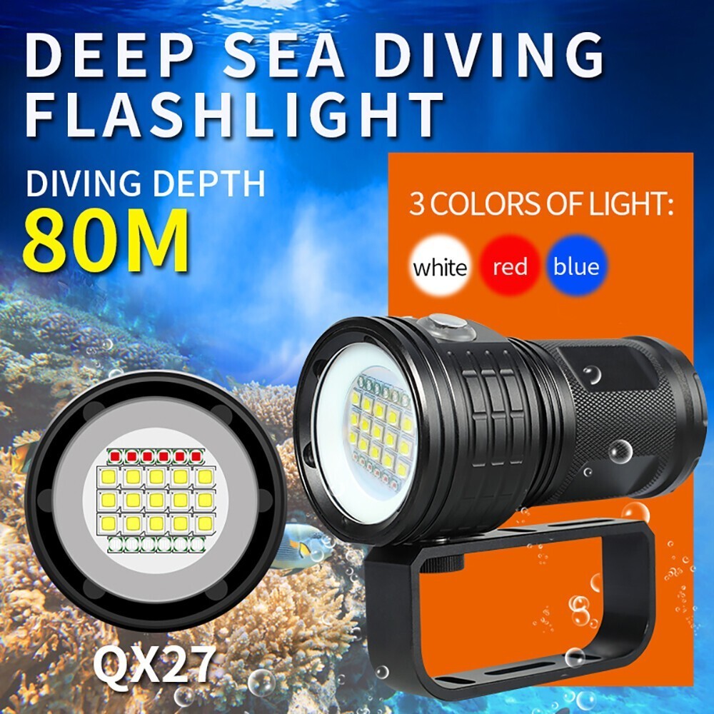 25000LM Scuba Diving Light Underwater LED Flashlight Dive Underwater Lighting