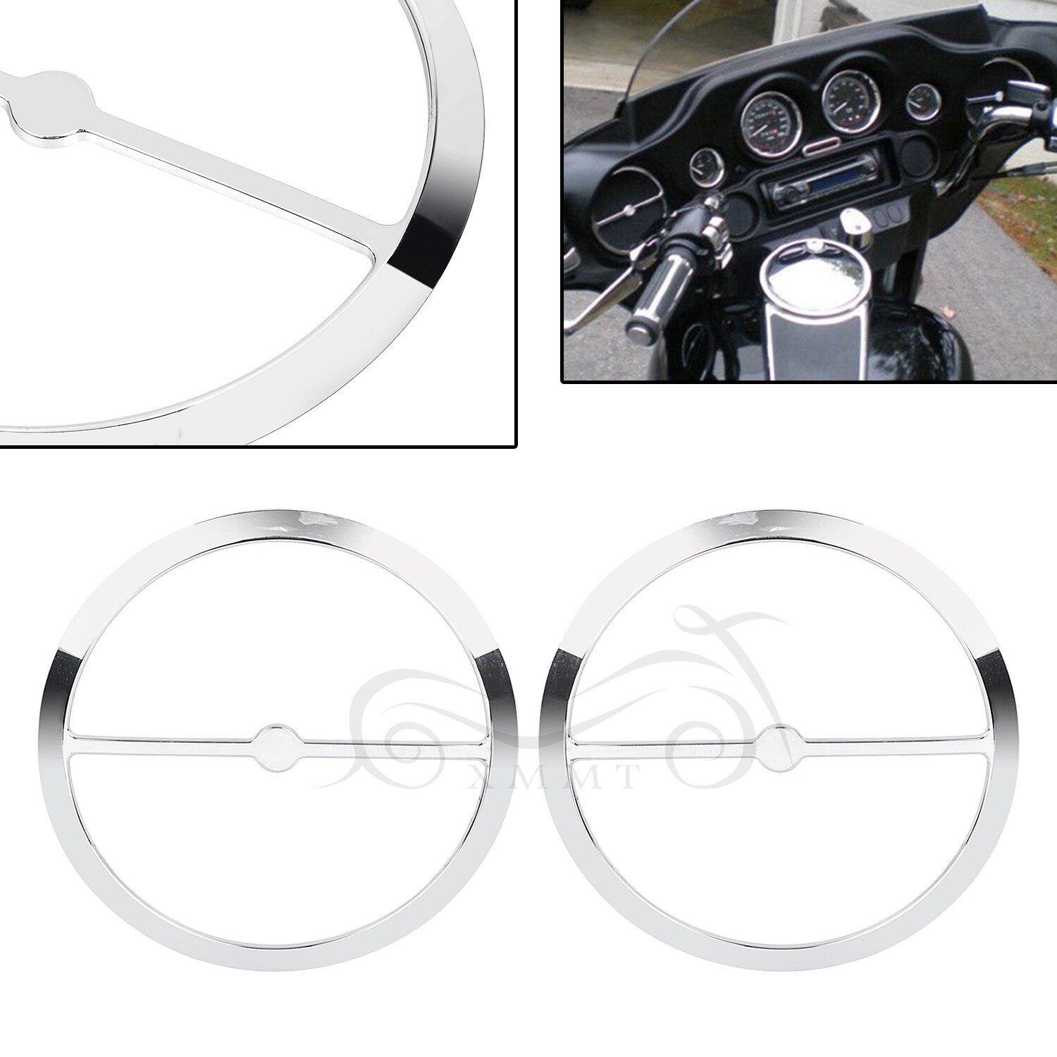 Chrome Speaker Covers Kit For Harley Electra Tri Glide Ultra Classic FLHT FLHTK