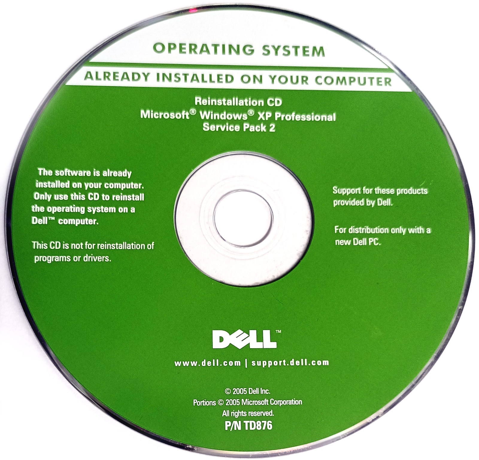 DELL Reinstallation CD Microsoft Windows XP Professional Service Pack 2 -Pro SP2