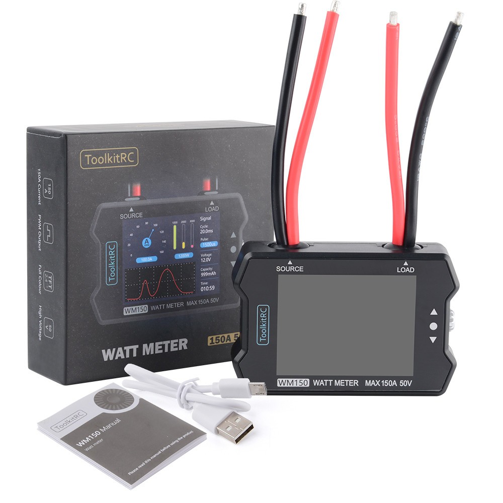 ToolKitRC WM150 Advanced Watt Meter 1-50v 150A 2.4" TFT Screen Display Power
