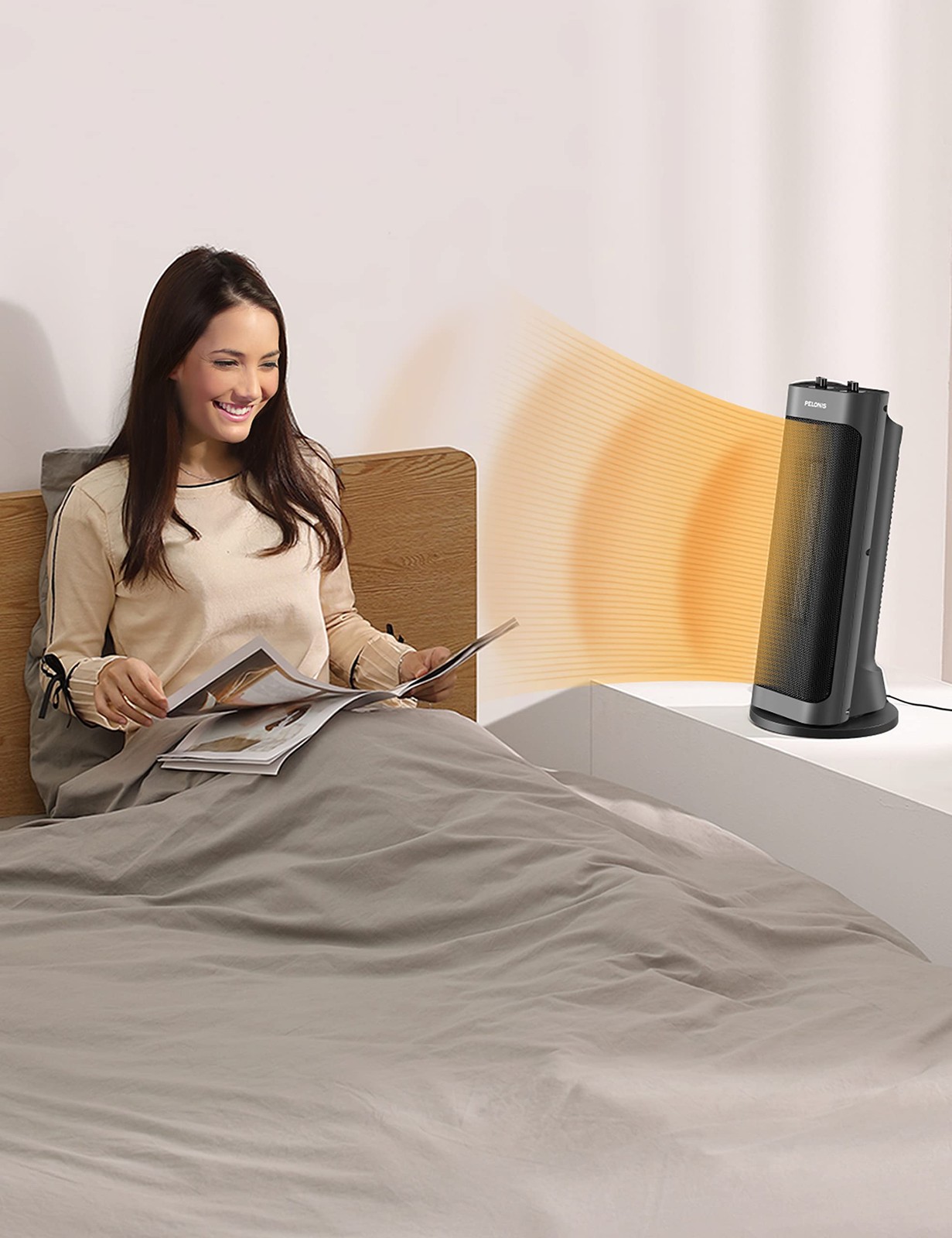 PELONIS PTH15A2BGB 1500W Fast Heating Space Heater, Programmable Thermostat, ...