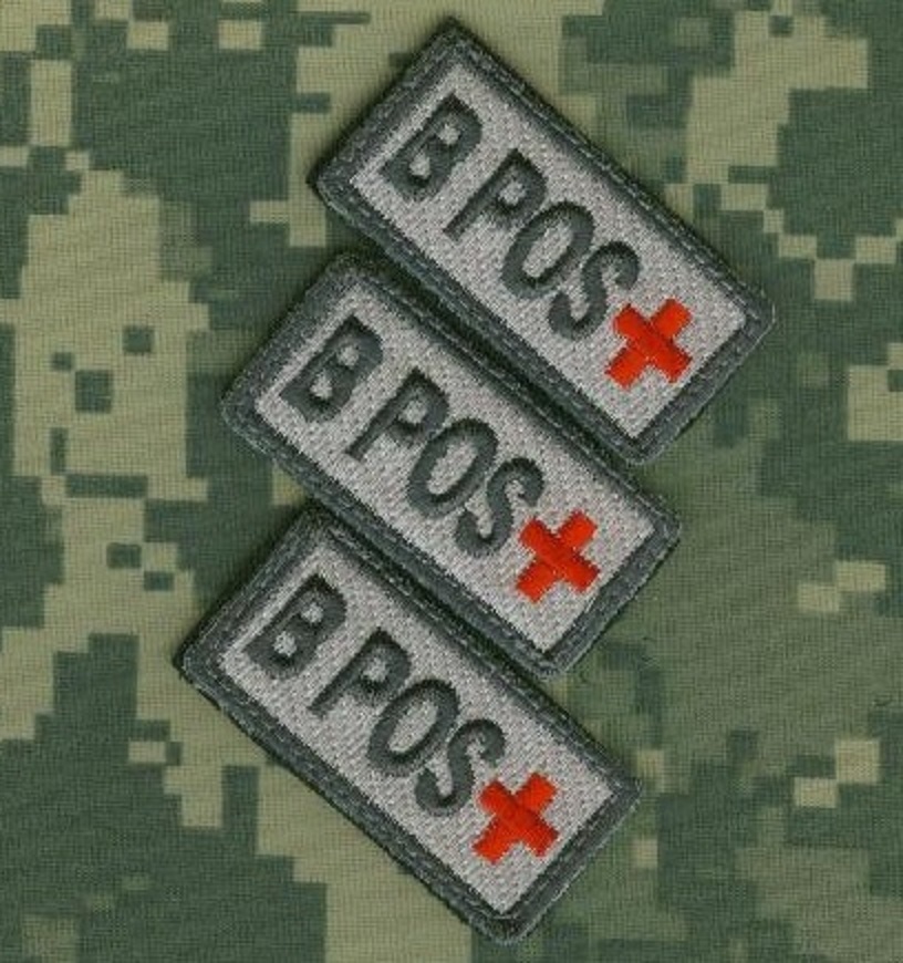 AFG-PAK WAR TROPHY SEAL SSI SLEEVE INSIGNIA BLOOD TYPE VeIcrô 1x2" 3-TAB: B POS+