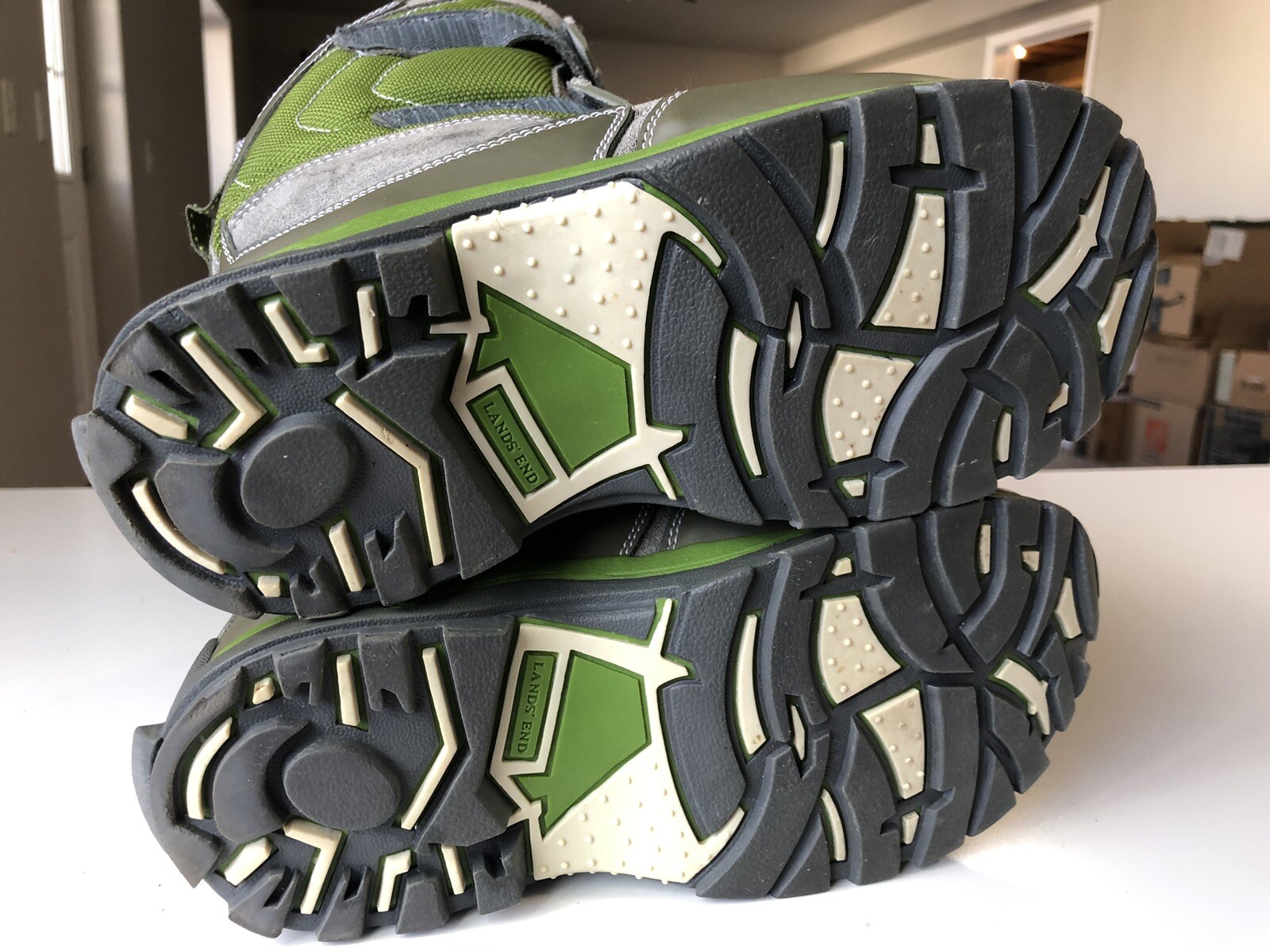 Lands End YOUTH 4 Winter Snow Boot Insulated Rubber Sole 326957 Green Suede
