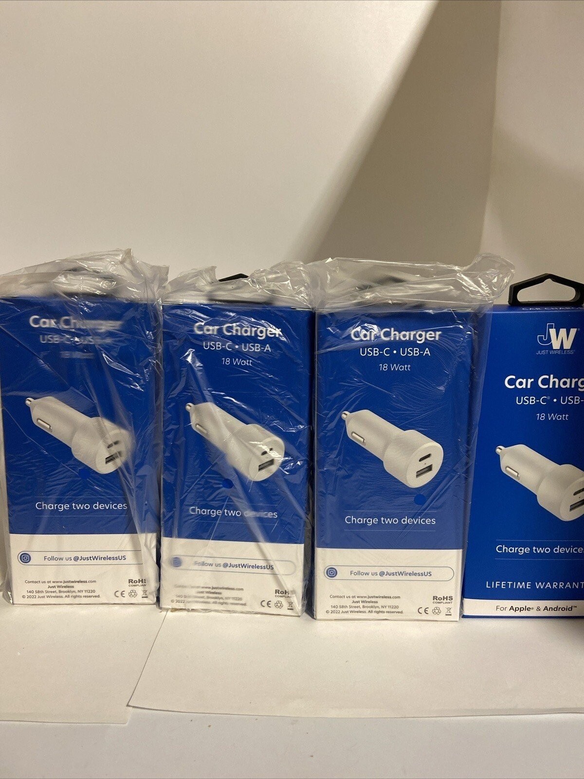 (4)Just Wireless Car Charger USB A Charge Two Devices for Apple & Android New!!!