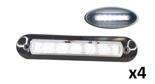 Pactrade Marine Pantoon LED Strip Light w/6 Cool White IP67 Flush Mount set of 4
