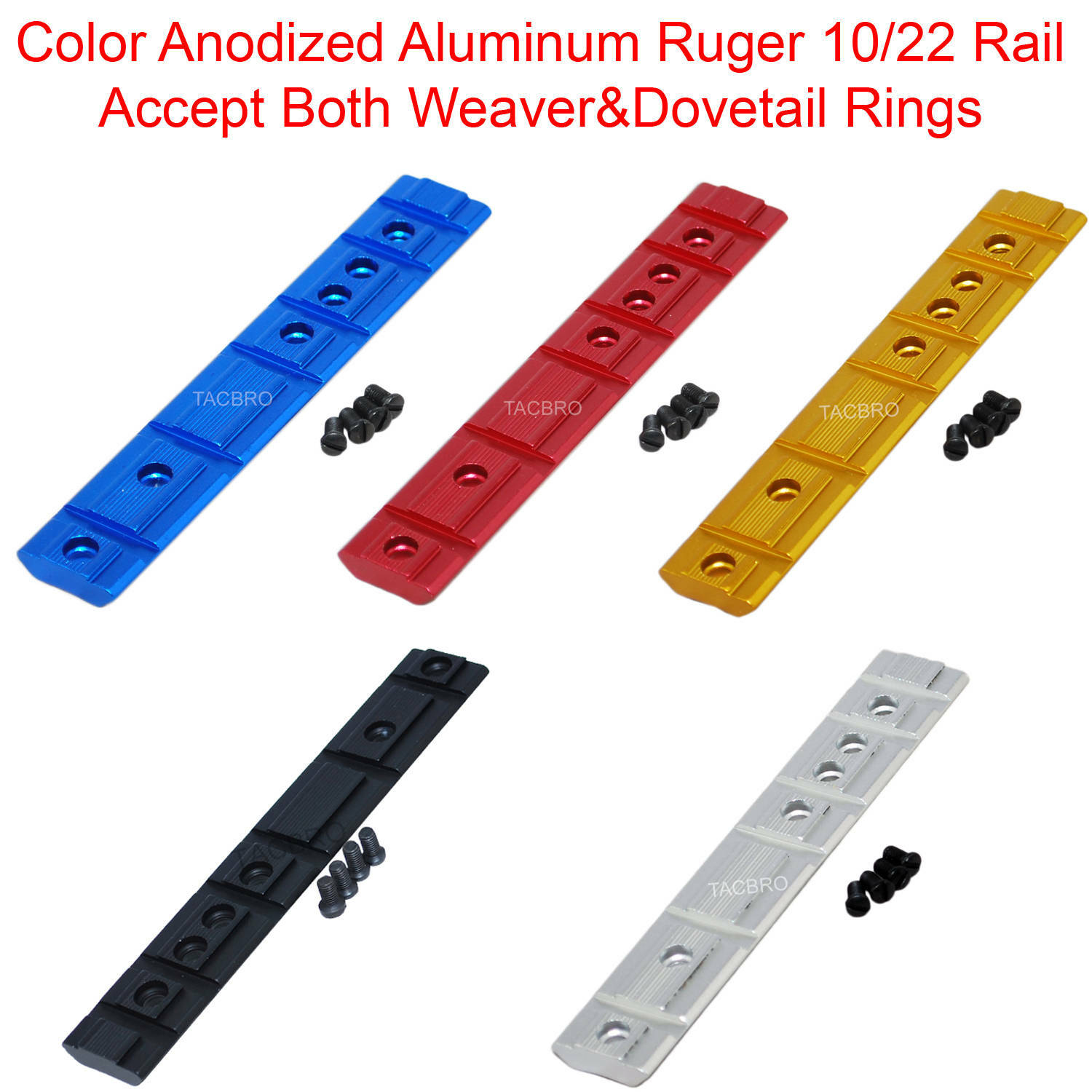 Anodized Aluminum Ruger 1022 Base Low Profile Scope Mount Weaver and Dovetail