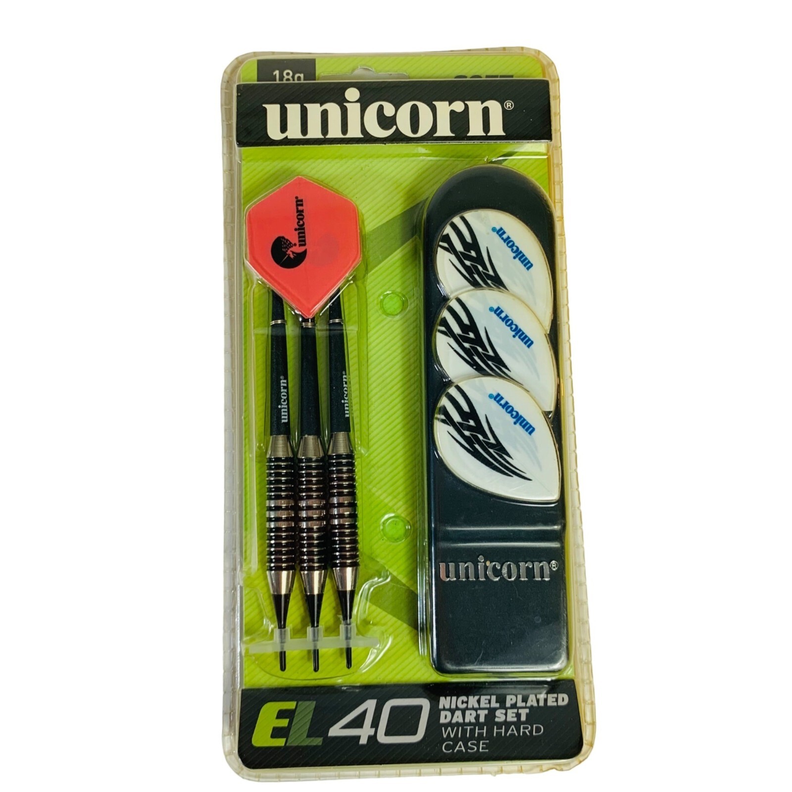 Unicorn Dart Set EL40 18g Soft Tip Nickel Plated Hard Case League Recreational
