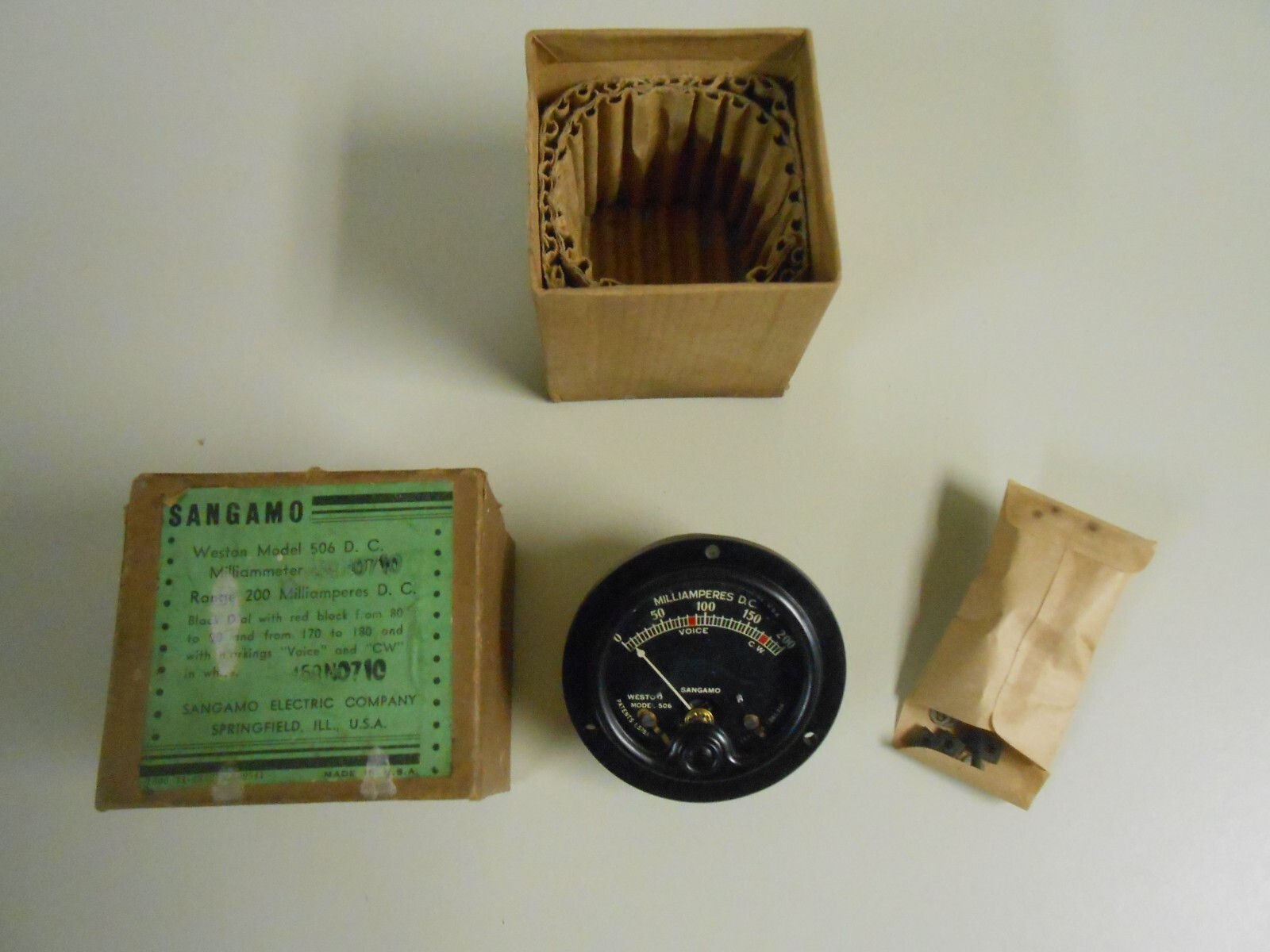 NOS Sangamo Model 506 Millammeter Range 200 Milliamperes D.C.