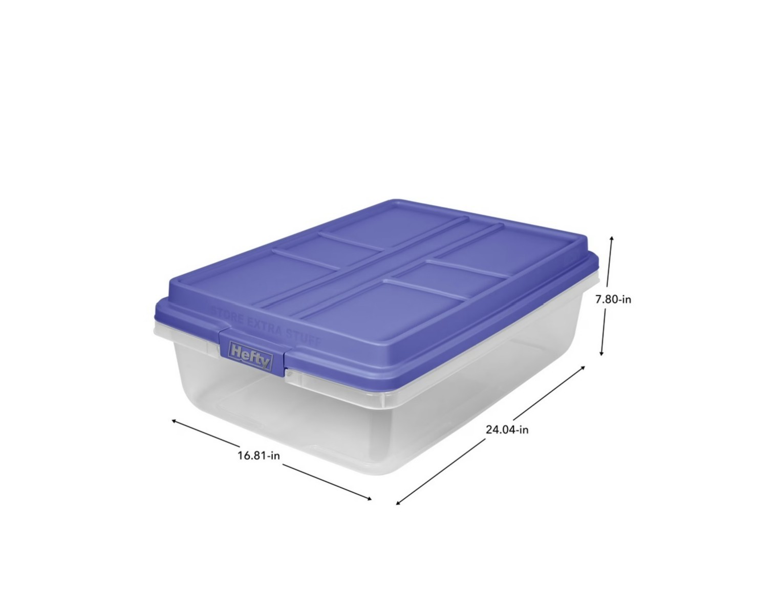 Hefty 40 Qt Clear Storage Bin Blue Hi-Rise Lid 6 Pack