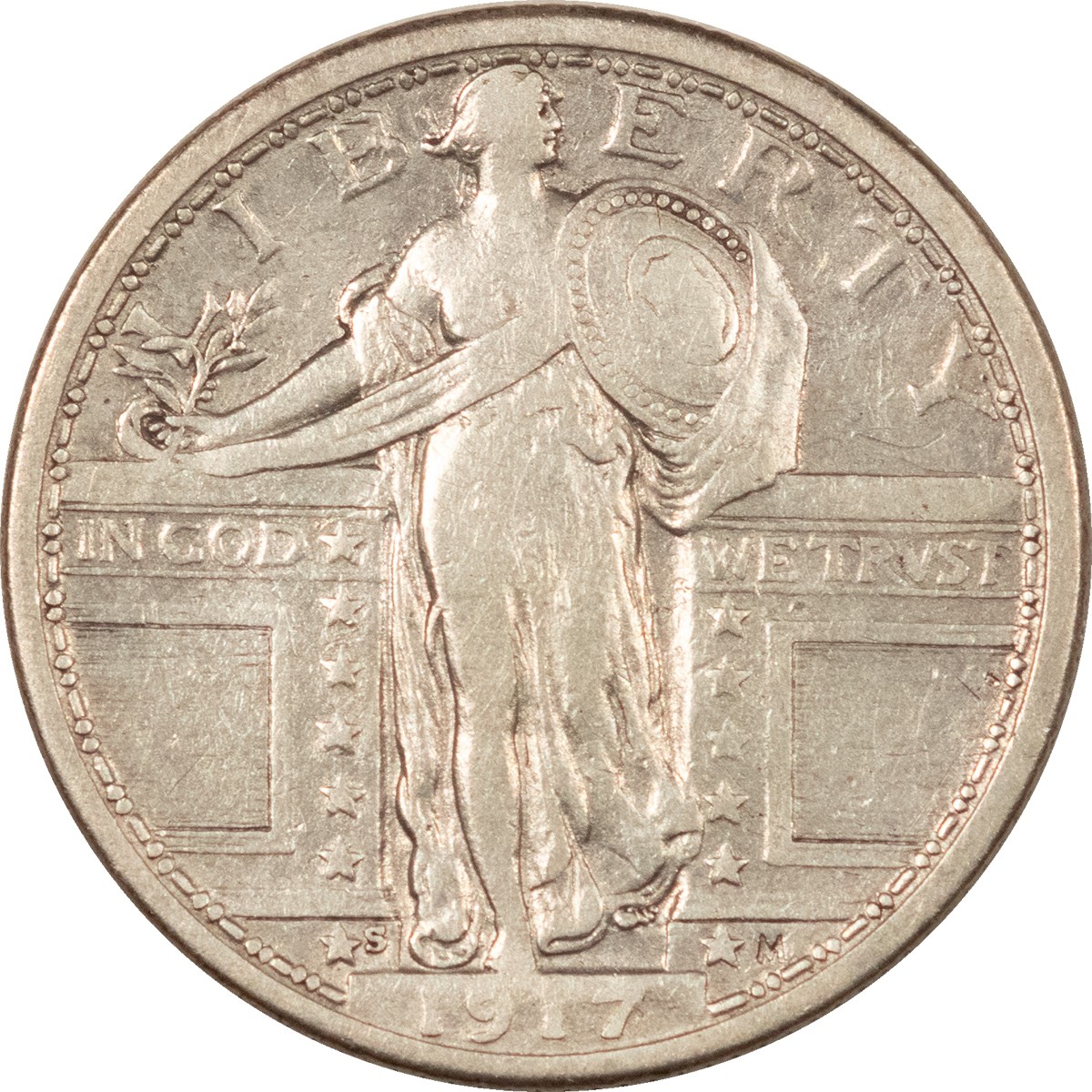 1917-S TYPE 1 STANDING LIBERTY QUARTER - CIRCULATED! DECENT DETAILS!