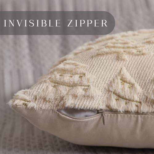 Christmas Pillow Covers 18x18 inch Set of 2 Soft 18" x 18" (Pack of 2) Beige
