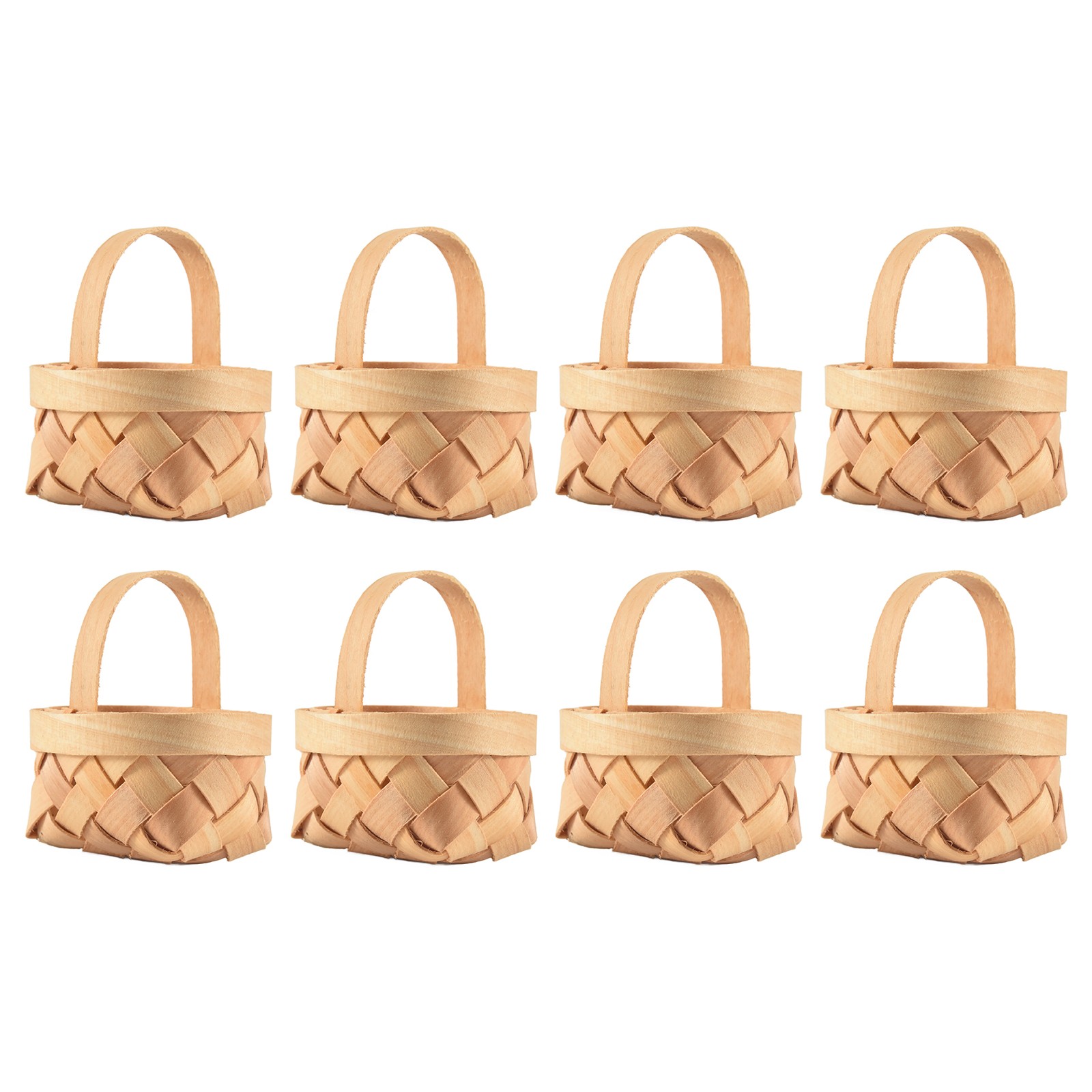 8PCS  Woven Baskets with Handles for Party Favors Crafts Decor Photo Prop P3B8