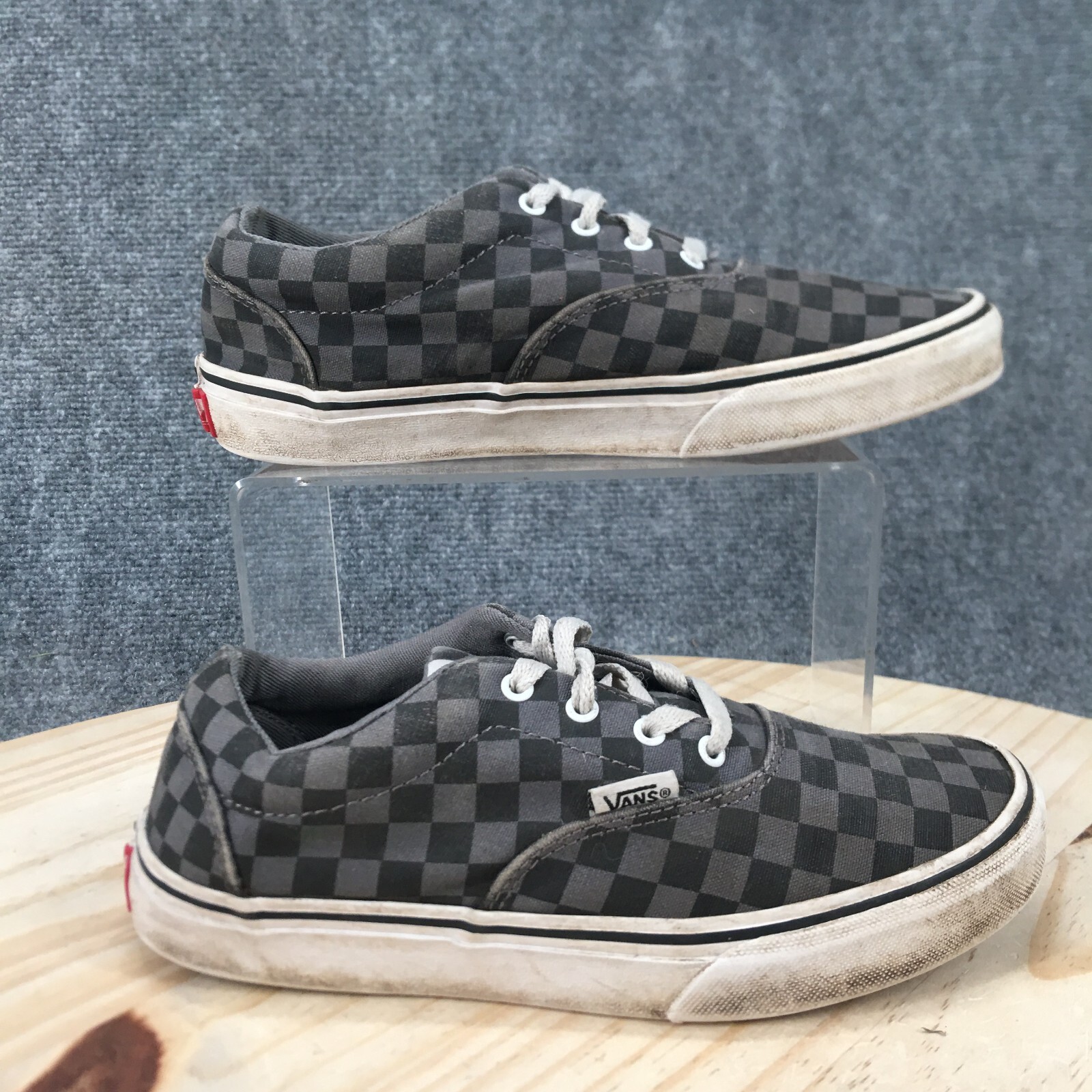 Vans Shoes Youth 4 Off The Wall Skateboard Sneakers Gray Lace Up Round Toe Low
