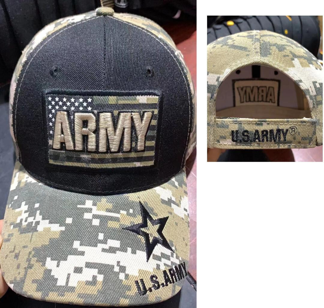 US ARMY STAR USA PATCH CAP HAT BLACK ACU CAMO (NEW LICENSED ARMY STAR)