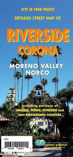 Detailed Street Map of Riverside, Corona, Moreno Valley, California, by Global G