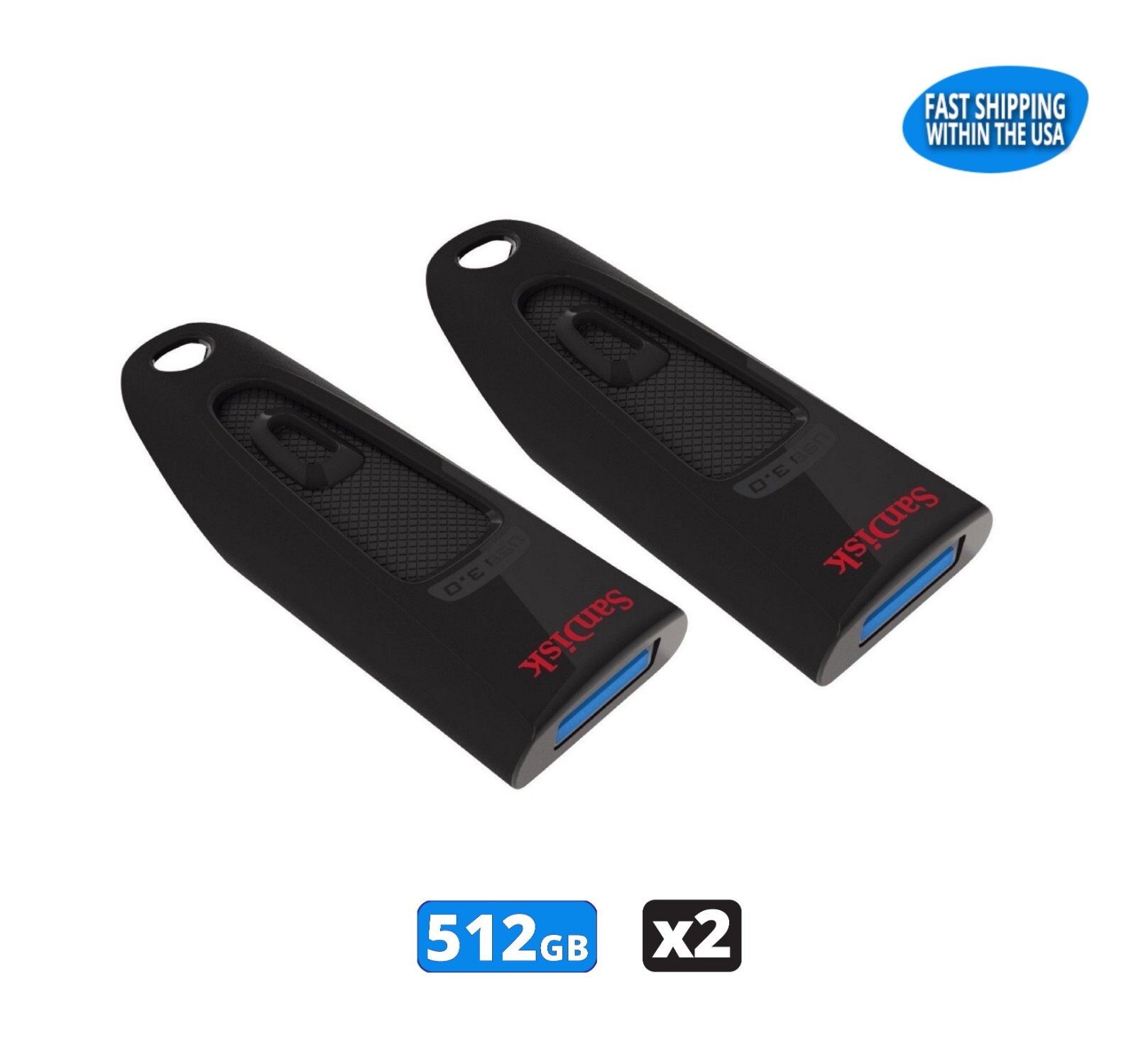 Sandisk Ultra 512GB USB 3.0 Flash Drive Thumb Drive Pen Drive (2 Pack)