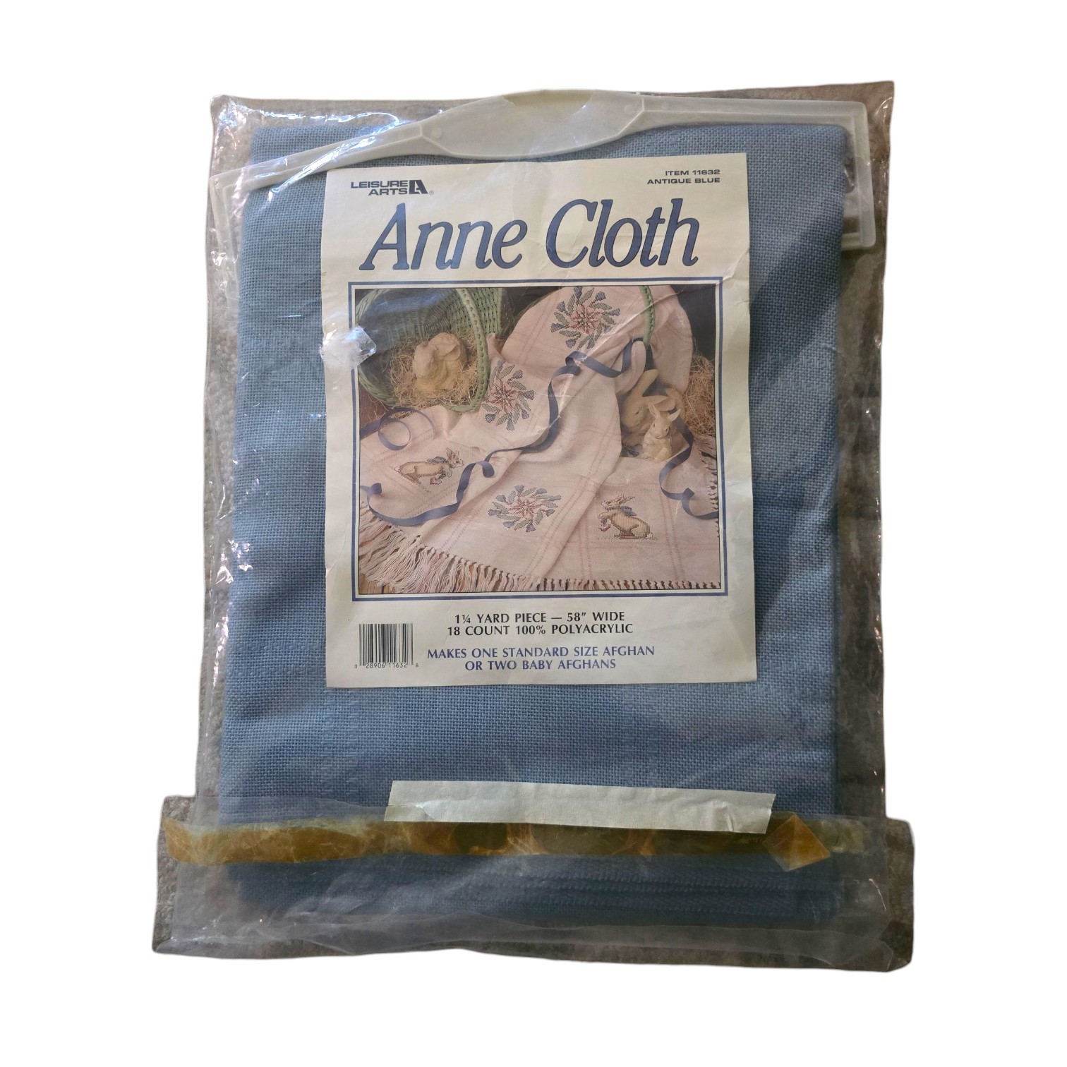 VTG Leisure Arts Anne Cloth Antique Blue 1 1/4 Yard 58” W 18 Ct Afghan Fabric