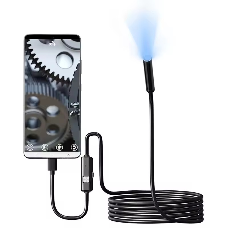 HD USB Endoscope Camera 6 LED Inspection Borescope for Android Type-C Phone 2M