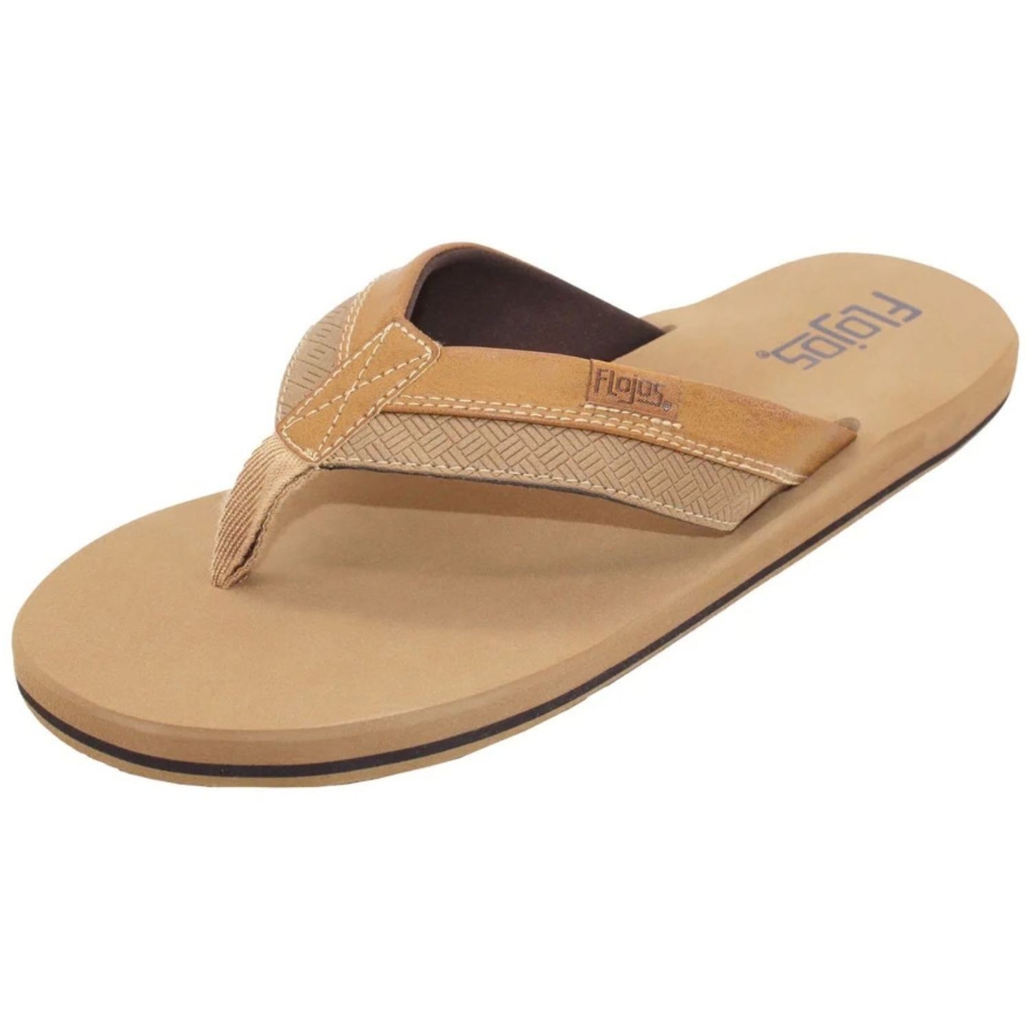 Flojos Mens Ryan Arch Support Slip On Flip Flop Sandals, Tan