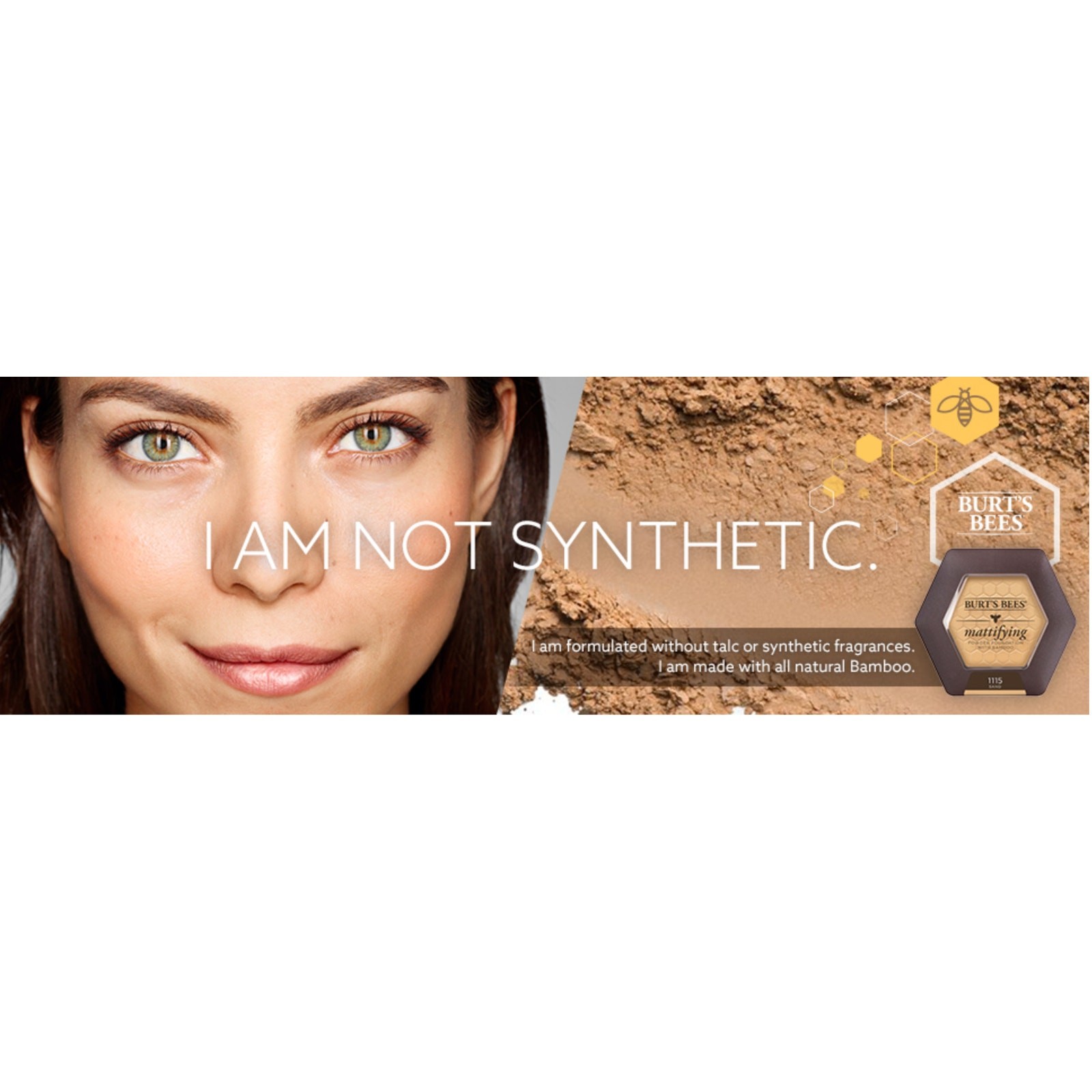 Burts Bees Natural Mattifying Powder Foundation with Bamboo 1130 NUTMEG ~ Sealed