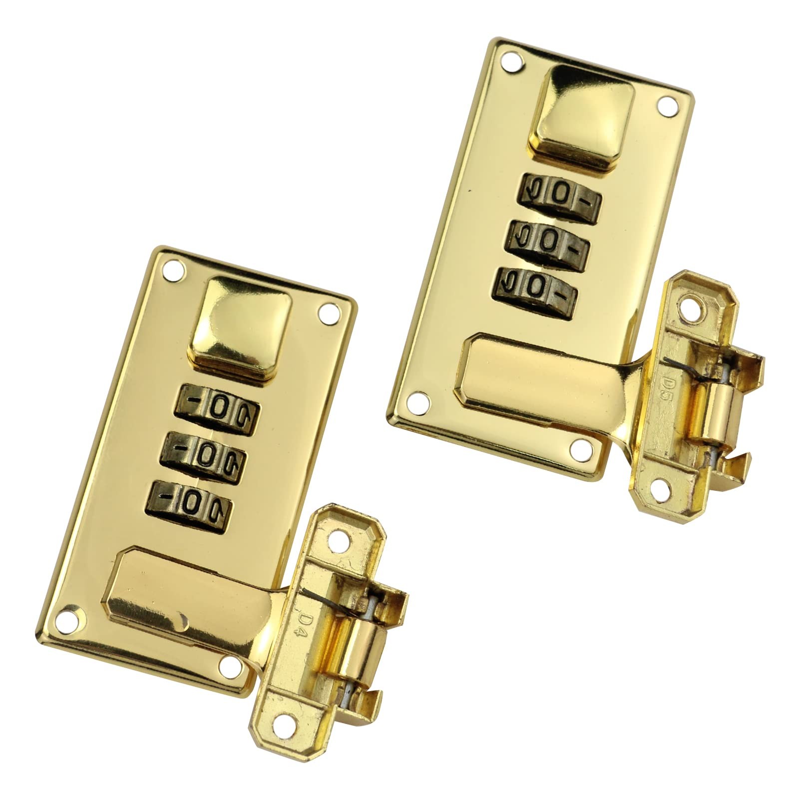 Mewutal 2pcs Luggage Combination Lock, Toolbox Hasp with Gold