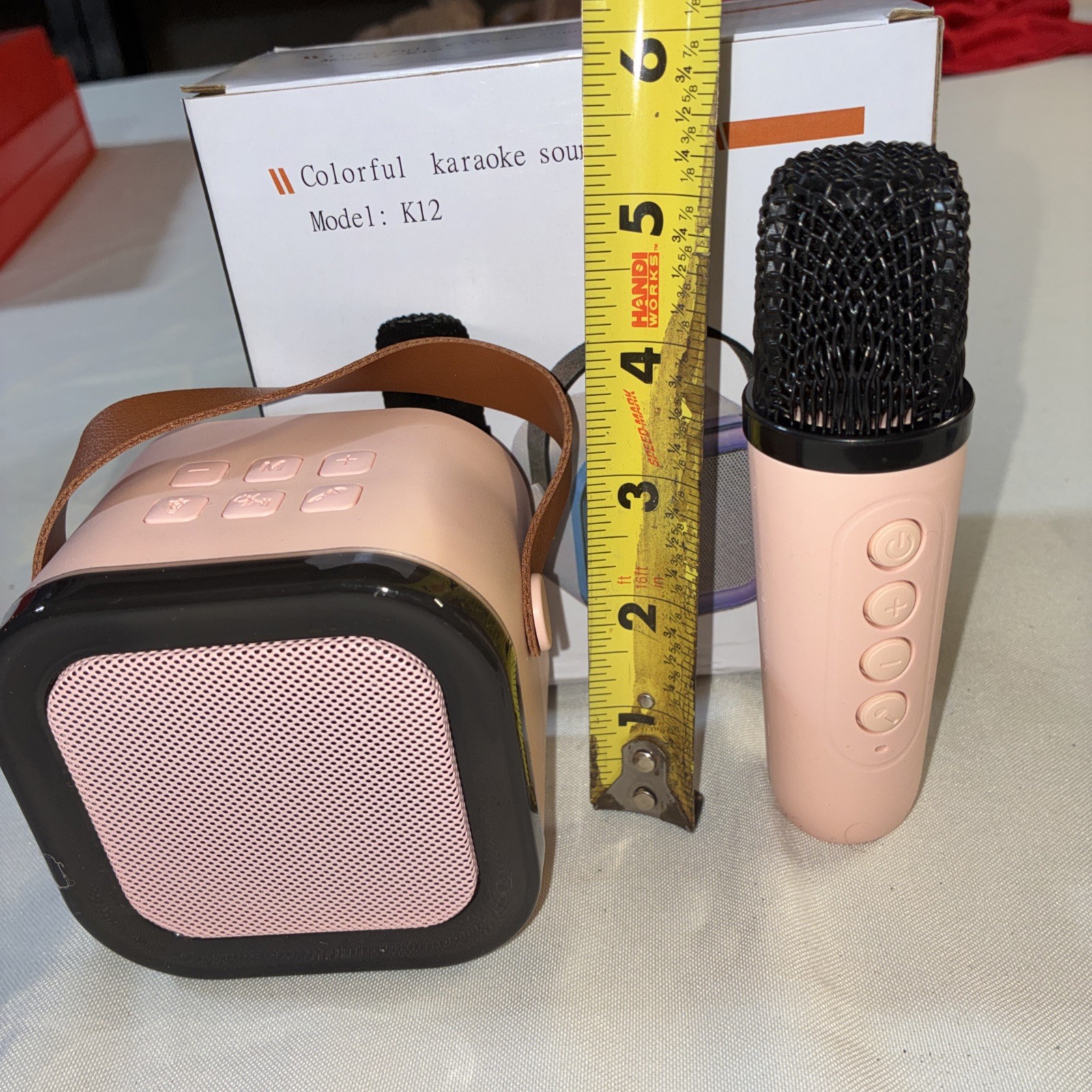 Mini Karaoke Machine with 1Wireless Microphone- pink Portable Bluetooth