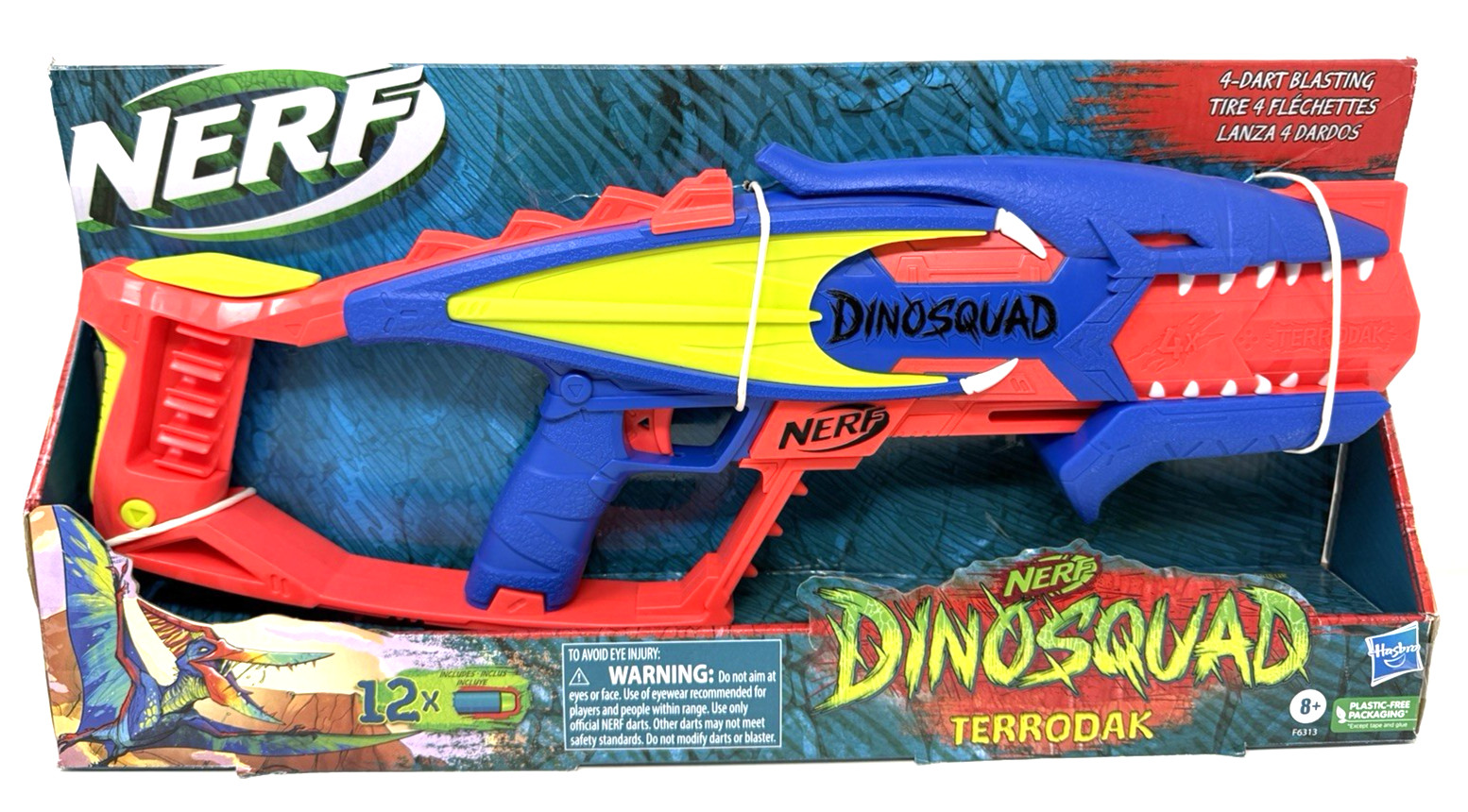 Nerf DinoSquad Terrodak, 12 Nerf Elite Darts, Dinosaur Design, 4 Dart Toy Foam