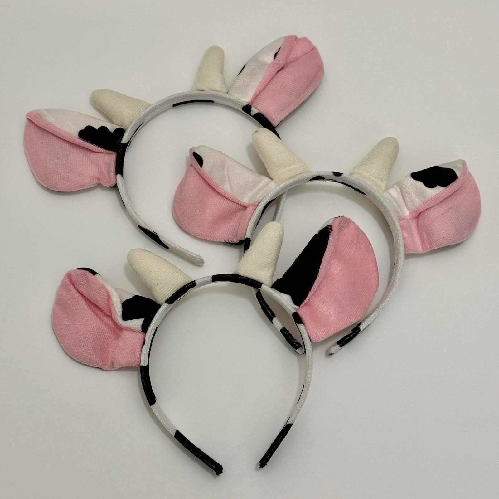 NEW-Cow Ear And Horn Headband Adults OSFM 3 Pack Kids Dress-Up Play Halloween