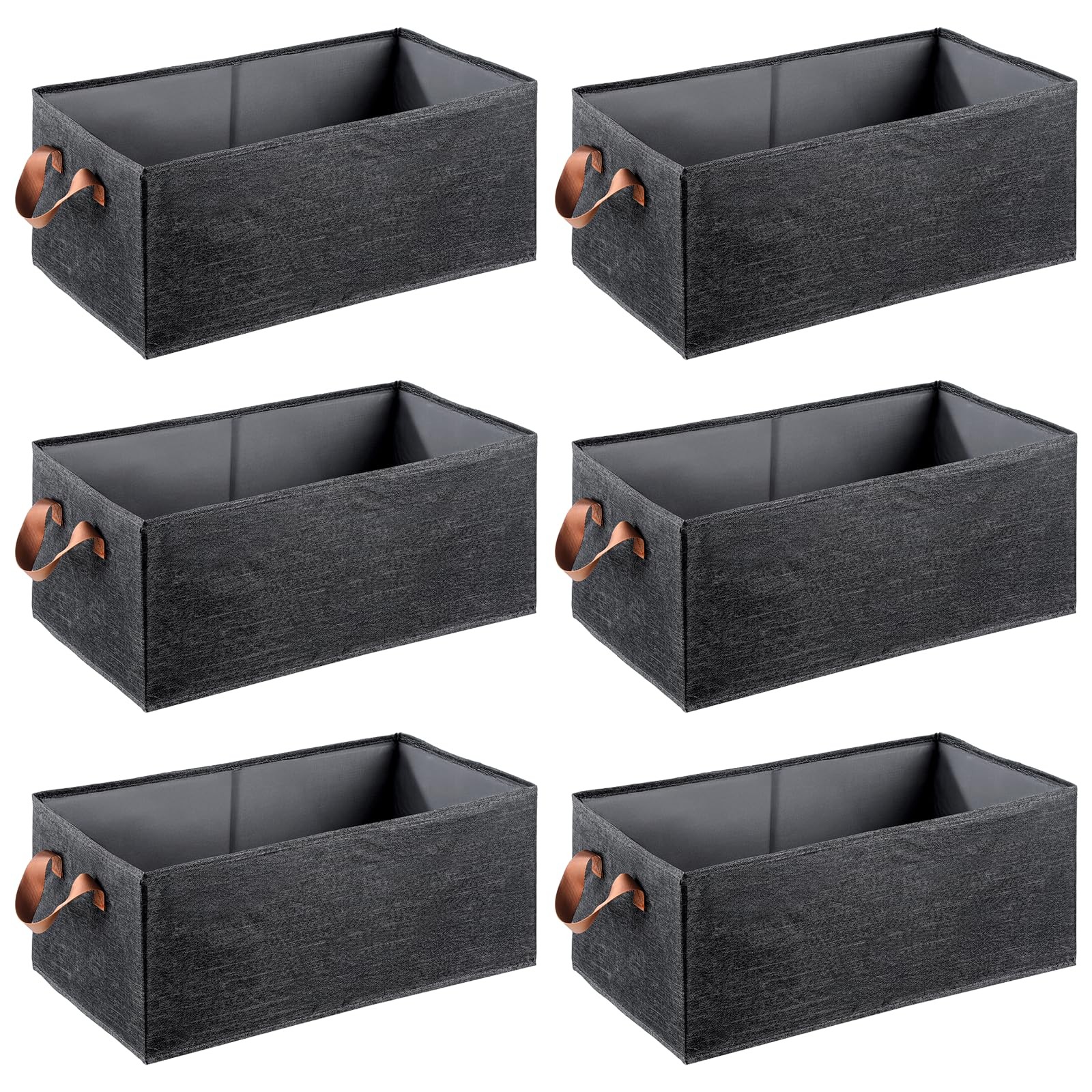 6PCS Fabric Storage Cubes Organizer with Handles, 18.5 x 10.6 x 7.9 Foldable ...