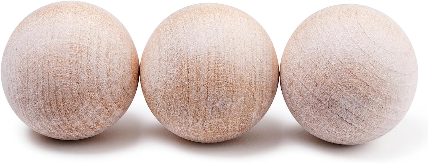 Swedish Stickhandling Balls  3Pack Wooden Training Balls, 2Inch Diameter