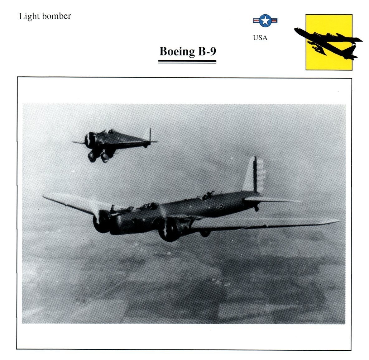 BOEING B-9 Edito service Military Aircraft Card USA