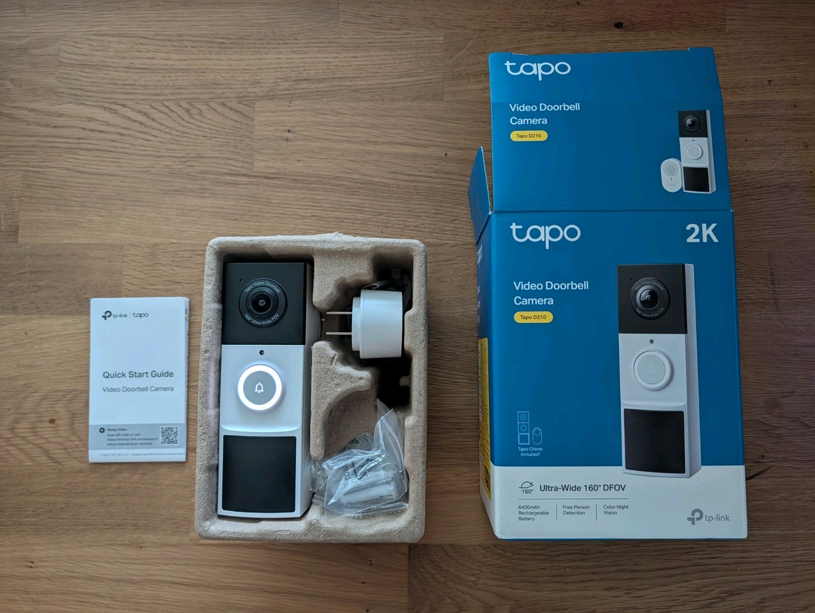 Tapo 2K Wireless Smart Video Doorbell with Chime (D210)