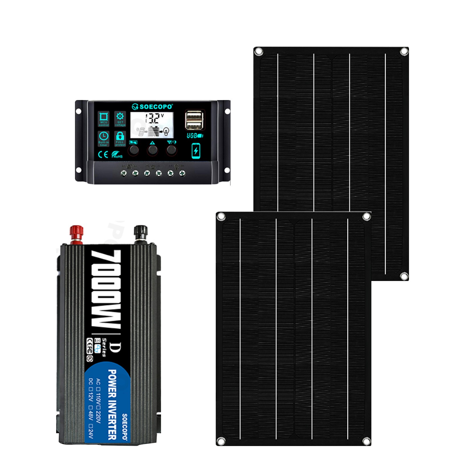 Premium 7000W Sine Wave Inverter Solar Kit | 2pcs Solar Panels + 100A Controll