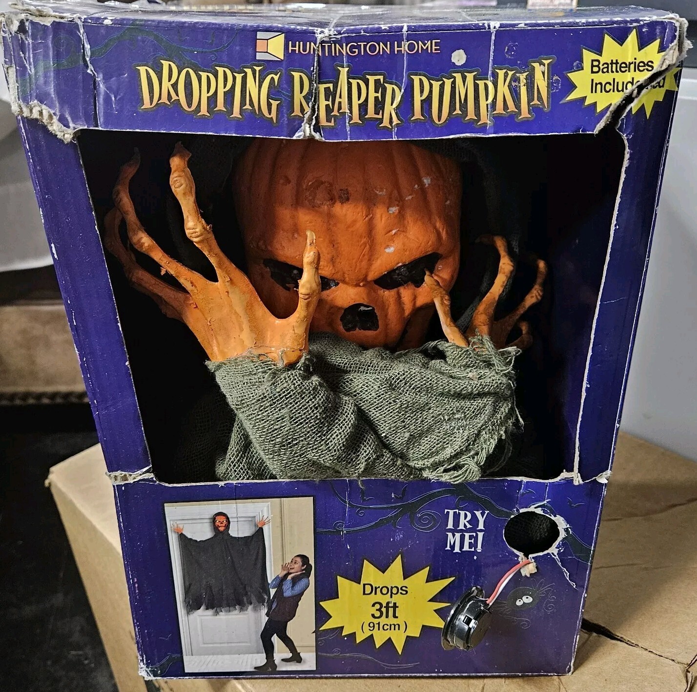Huntington Home Halloween Dropping Reaper Pumpkin Rare Prop  NIB NOS
