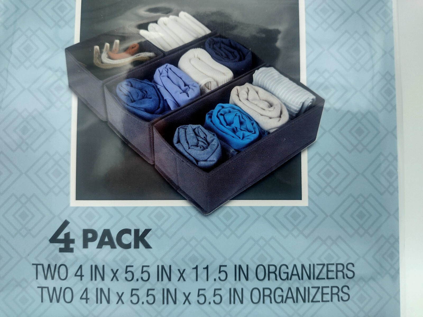 Drawer Organizer 4 Pack Gray Fabric Square Easy Fold Design Storage Office Socks