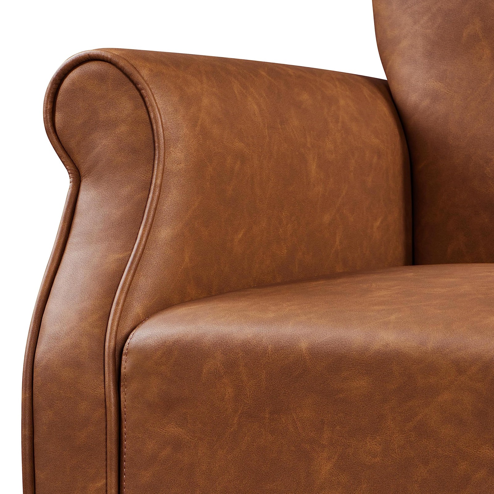 Yaheetech Modern Armchair, Mid Century PU Leather Set of 1, Retro Brown