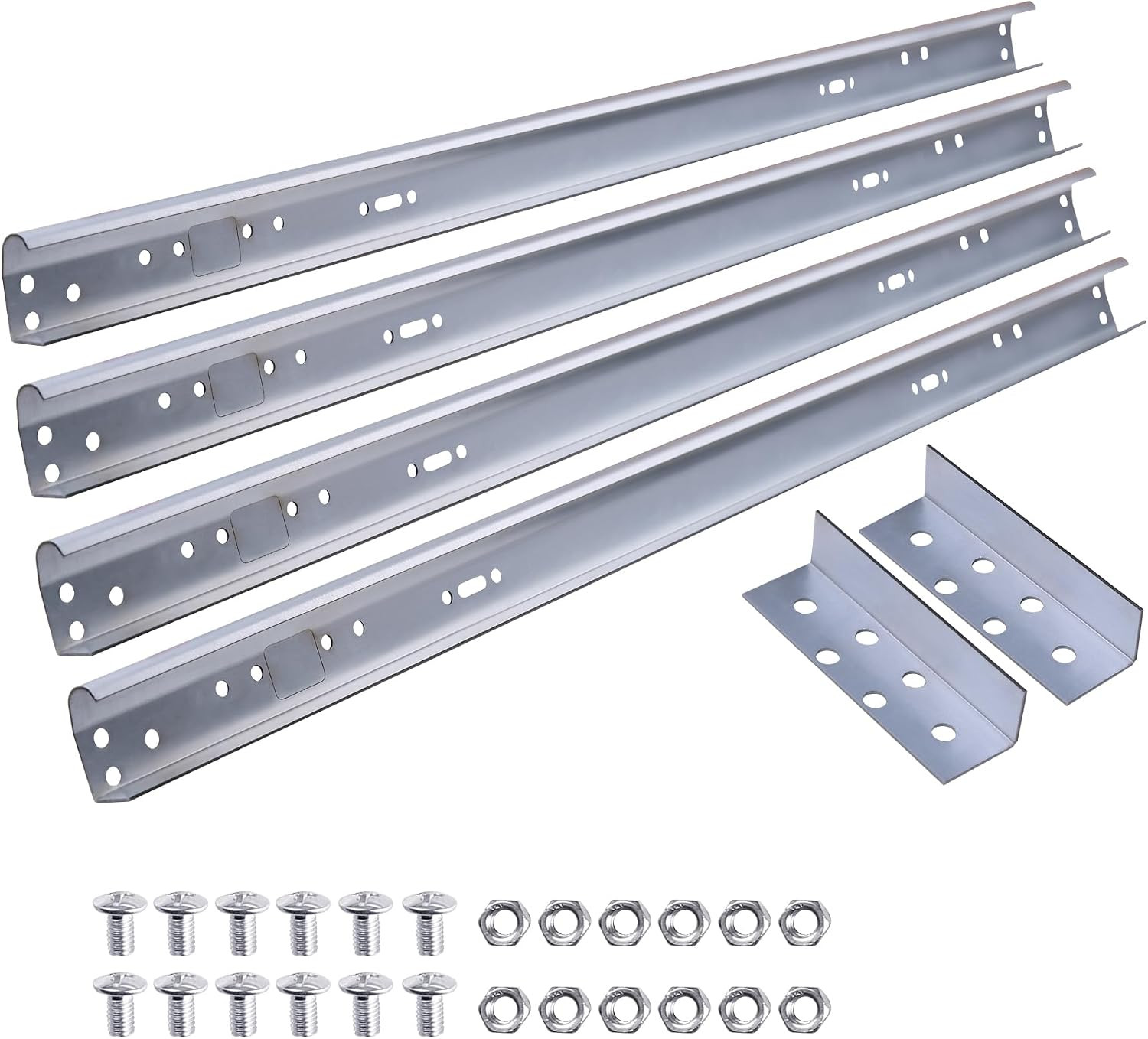 Heavy Duty 1 Pair Garage Door Vertical Track Kit with Connecting Plates and Scre