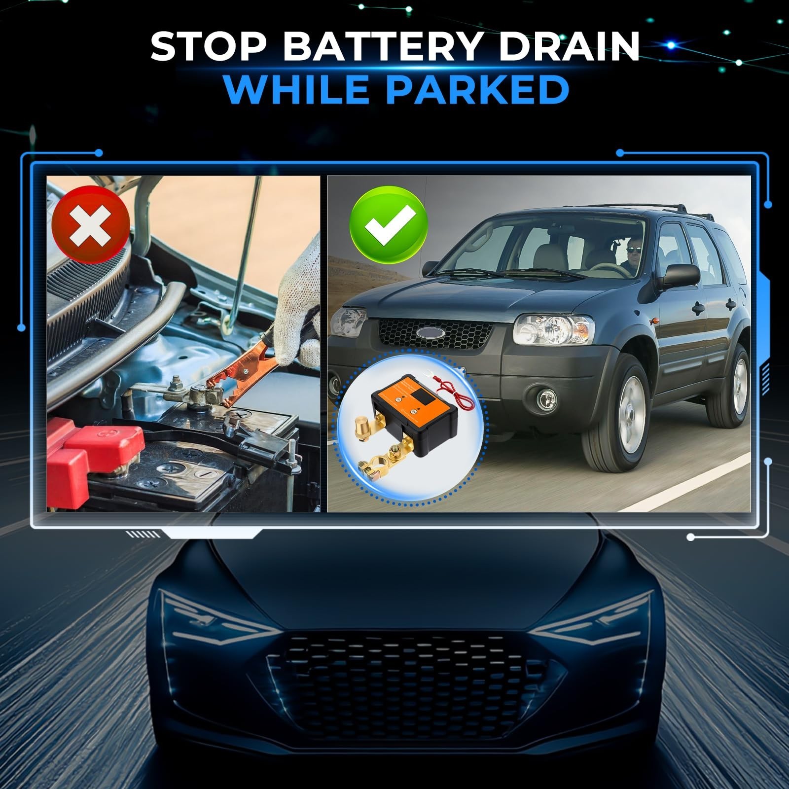 Automatic Battery Disconnect Switch with APP Control, 12V/24V, 240A, Remote Cut