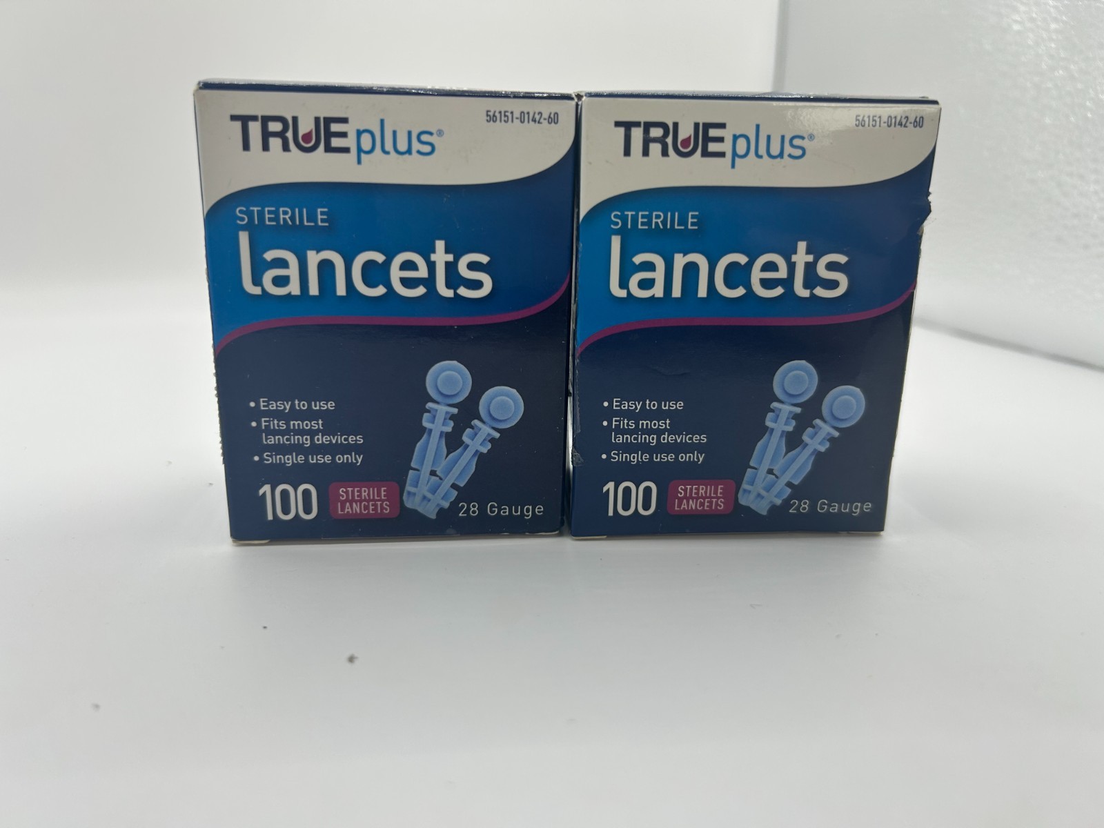 Lot of 2 TRUEplus 100 Sterile Single Use Lancets, 28 Gauge