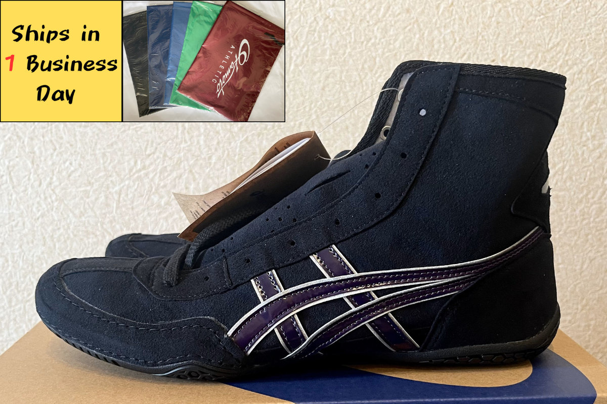 【Shoe bag included】 Asics Wrestling Shoes EX-EO 1083A001 Black x Purple x Silver