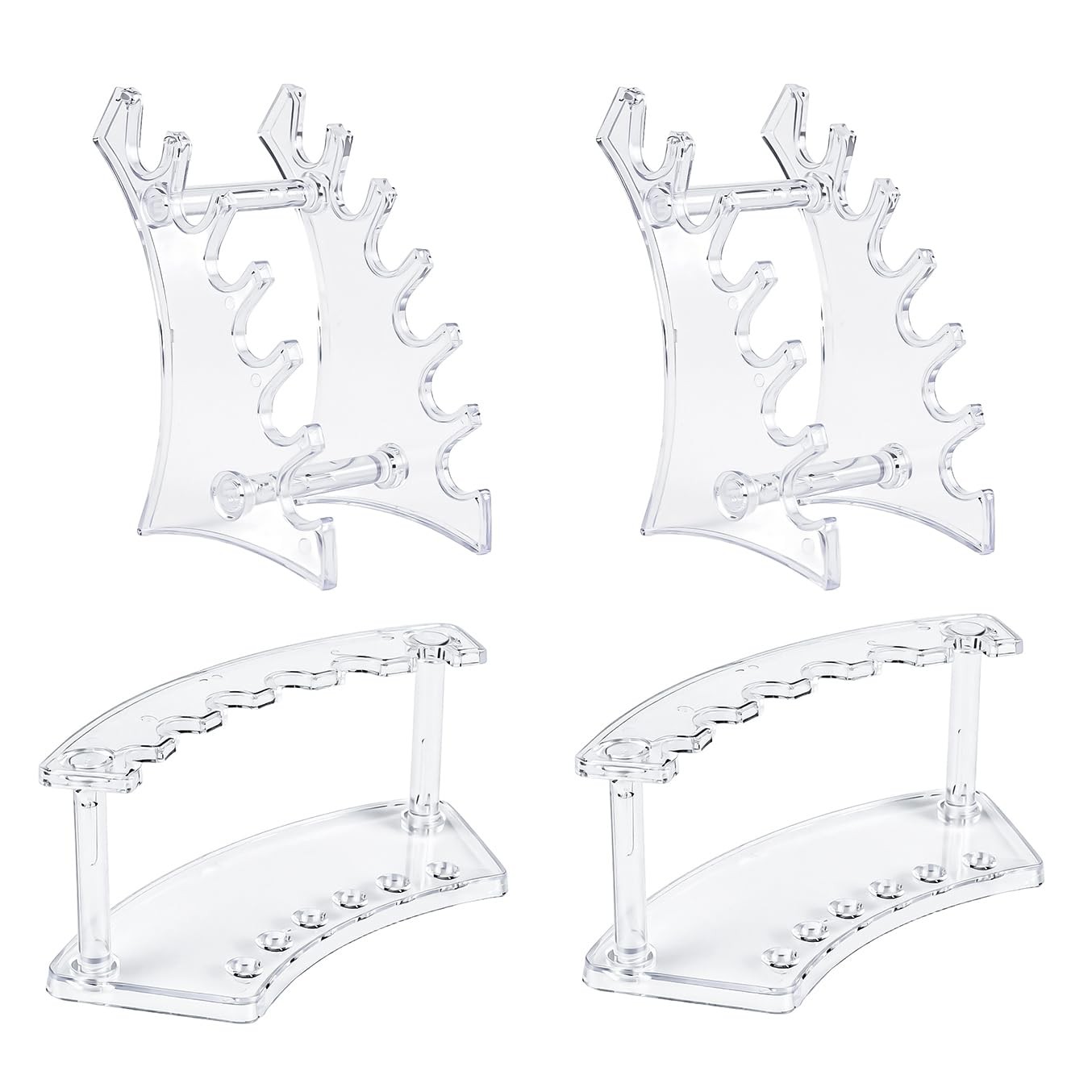 4Pcs Acrylic Pen Display Stand Clear Pen Holder for Desk, 6-Slot Plastic Pens.