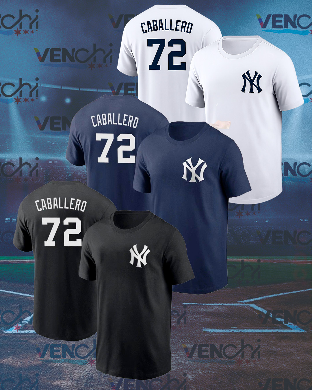Jose Caballero #72 New York Yankees Team Name & Number Player SHIRT UNISEX